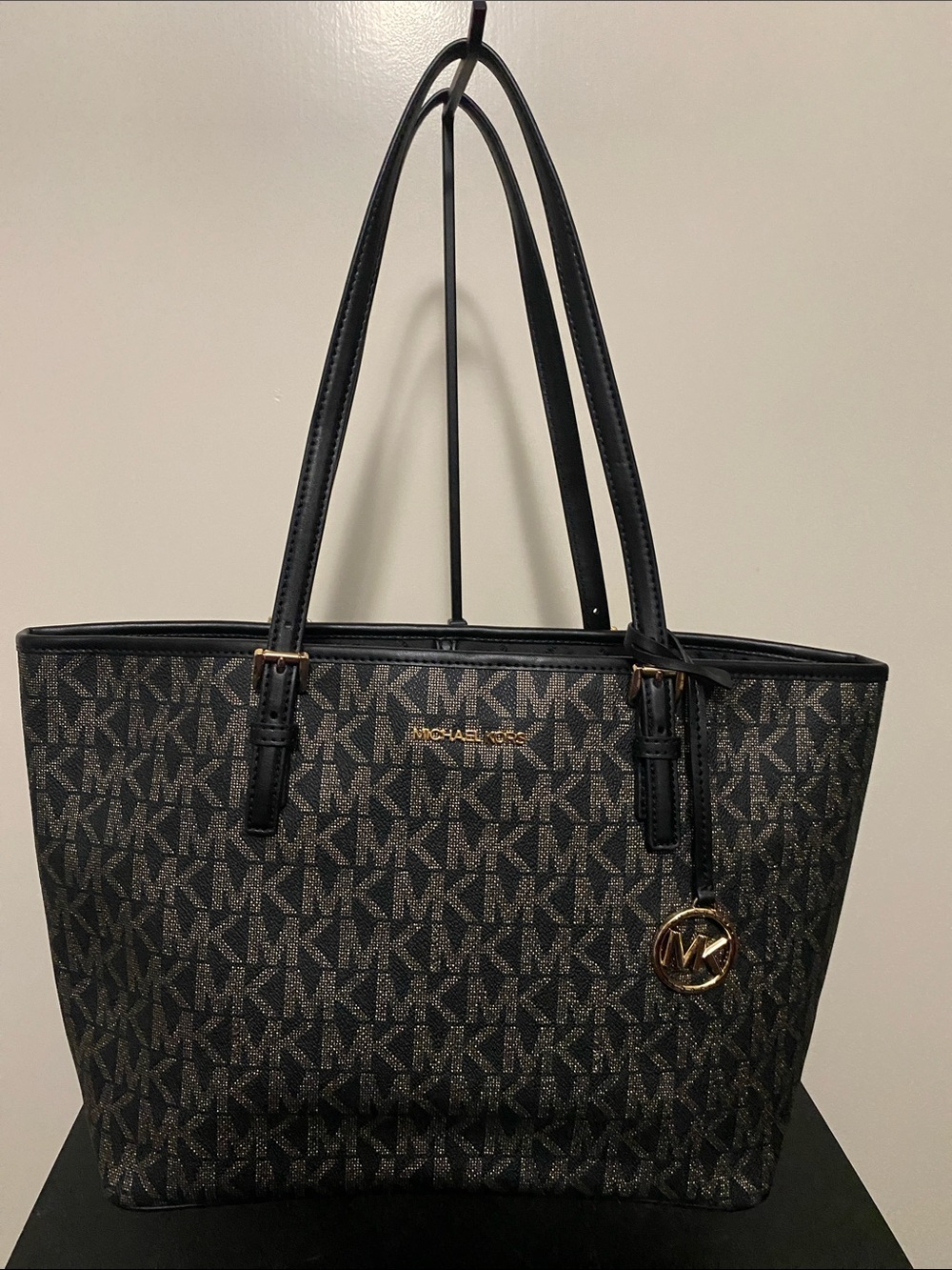 Michael Kors Brown and Black MK Monogram Tote